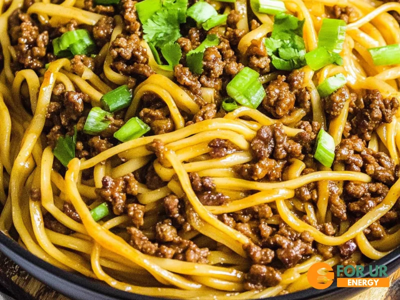 Mongolian Ground Beef Noodles Recipe