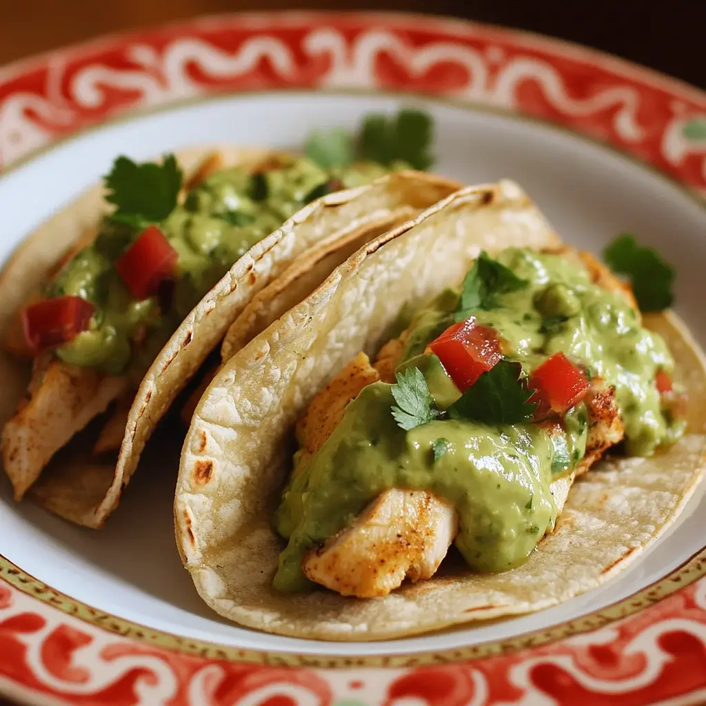 Spicy Chicken Tacos with Avocado Lime Sauce delight your tastebuds!