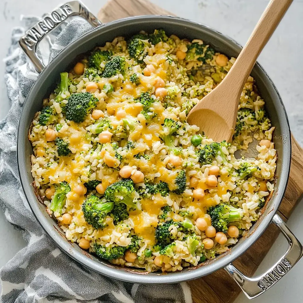 Cheesy Broccoli Chickpea Rice Casserole Made Easy!