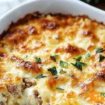 Creamy Hash Brown Casserole with Sausage and Eggs