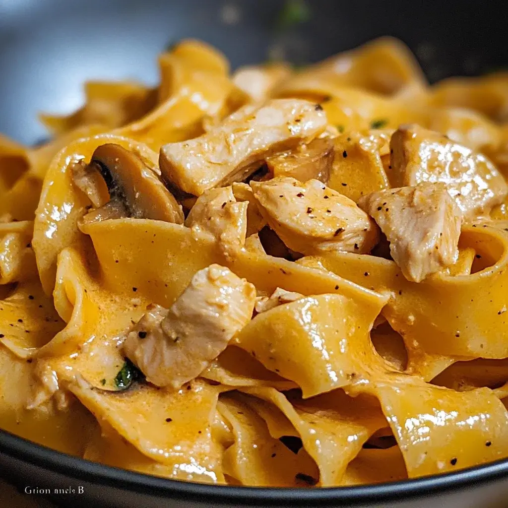 Pappardelle with Chicken and Creamy Mushroom Sauce made easy!