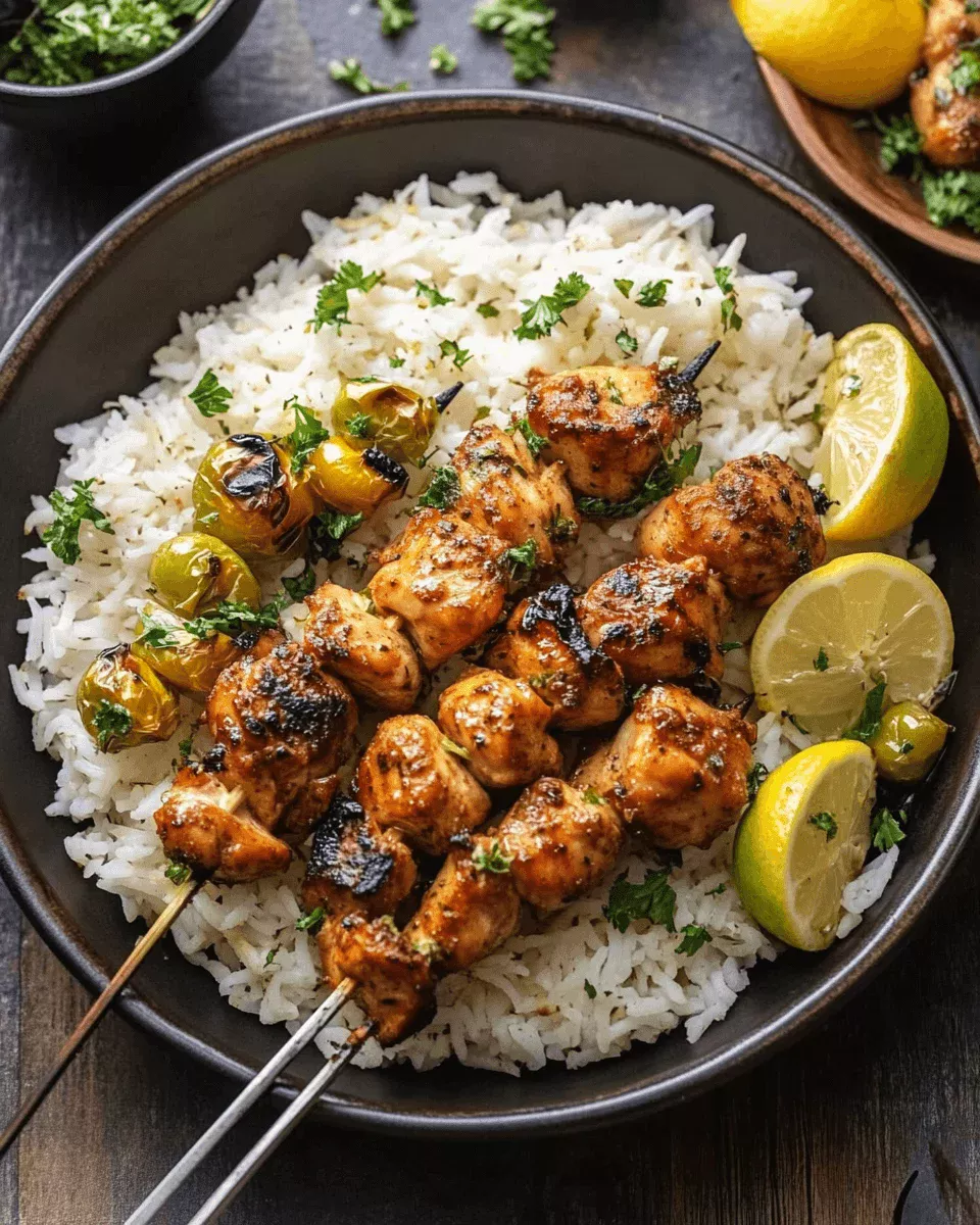 Greek Chicken Skewers with Lemon Rice: A Flavorful Delight!