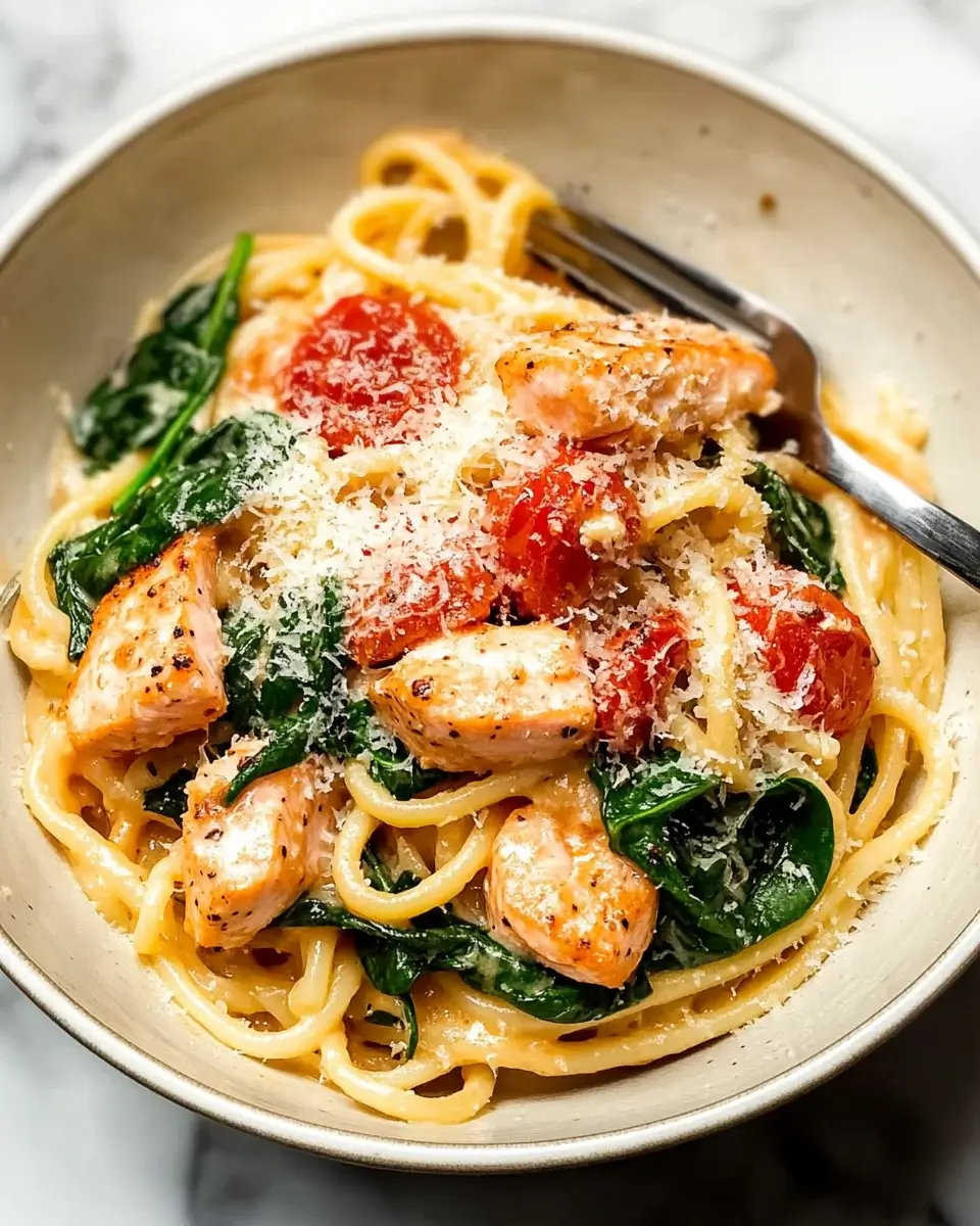 Creamy Tomato Spinach Salmon Pasta for a Quick Dinner Delight