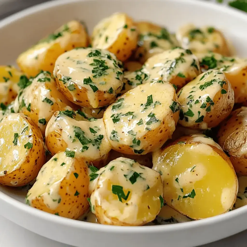 Creamy Garlic Sauce Baby Potatoes
