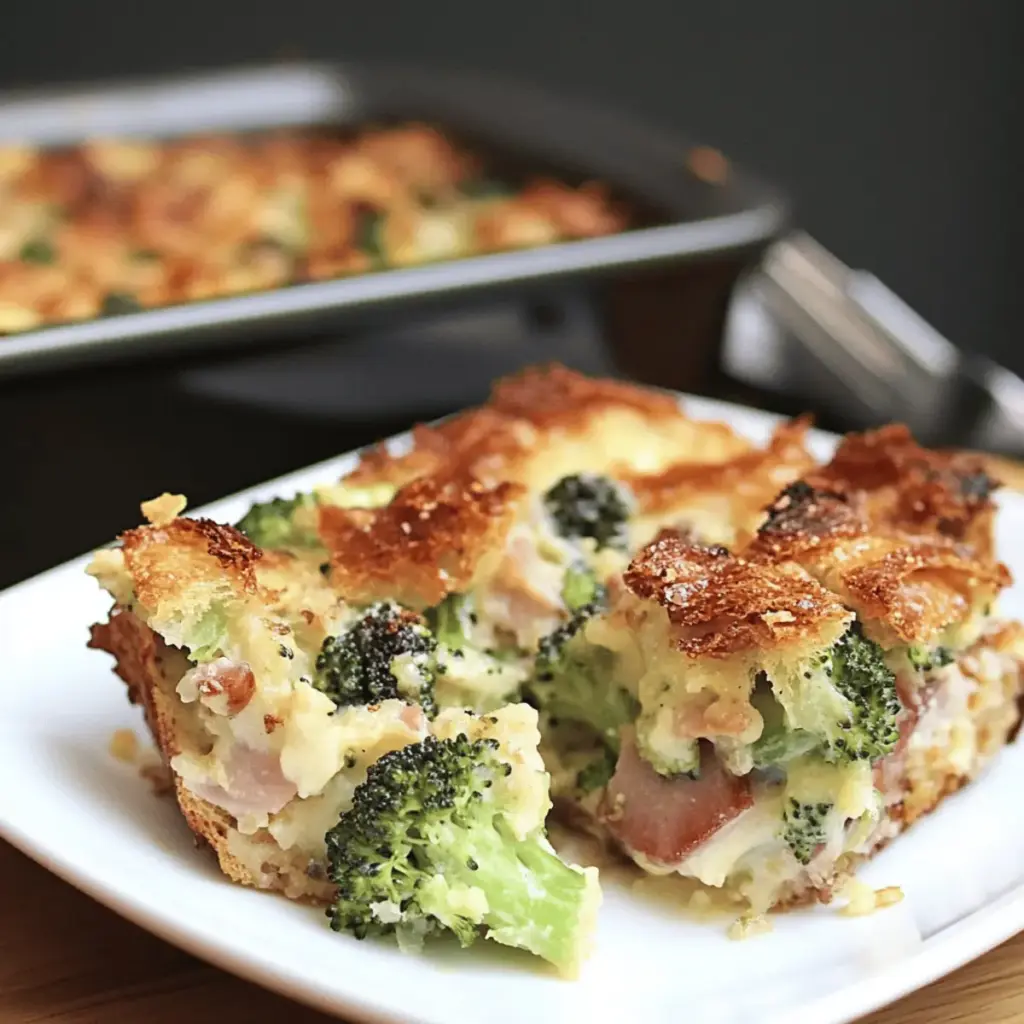 Parmesan Bread Pudding with Broccoli & Ham
