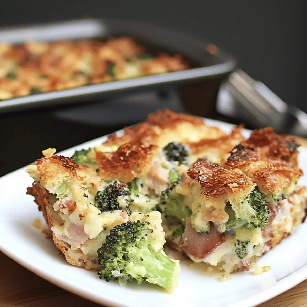 Parmesan Bread Pudding with Broccoli & Ham