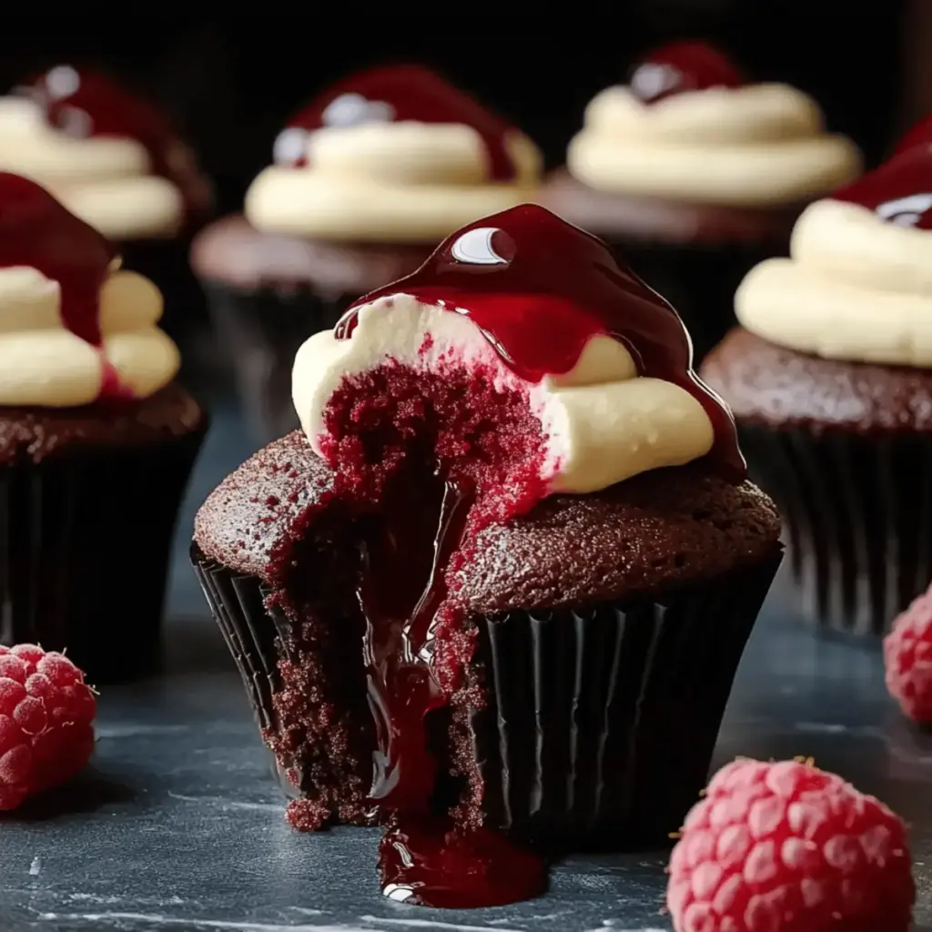 Halloween Vampire Bite Cupcakes