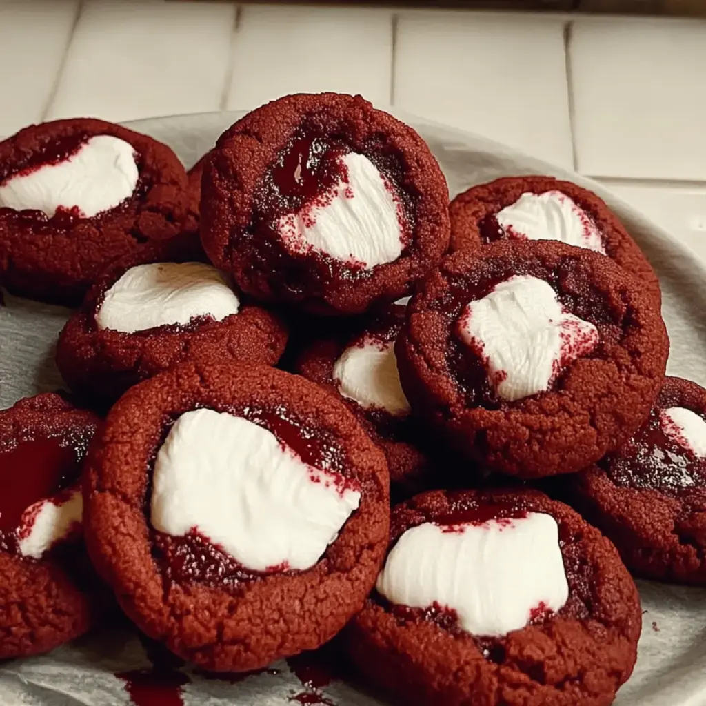 Red Velvet Marshmallow Cookies