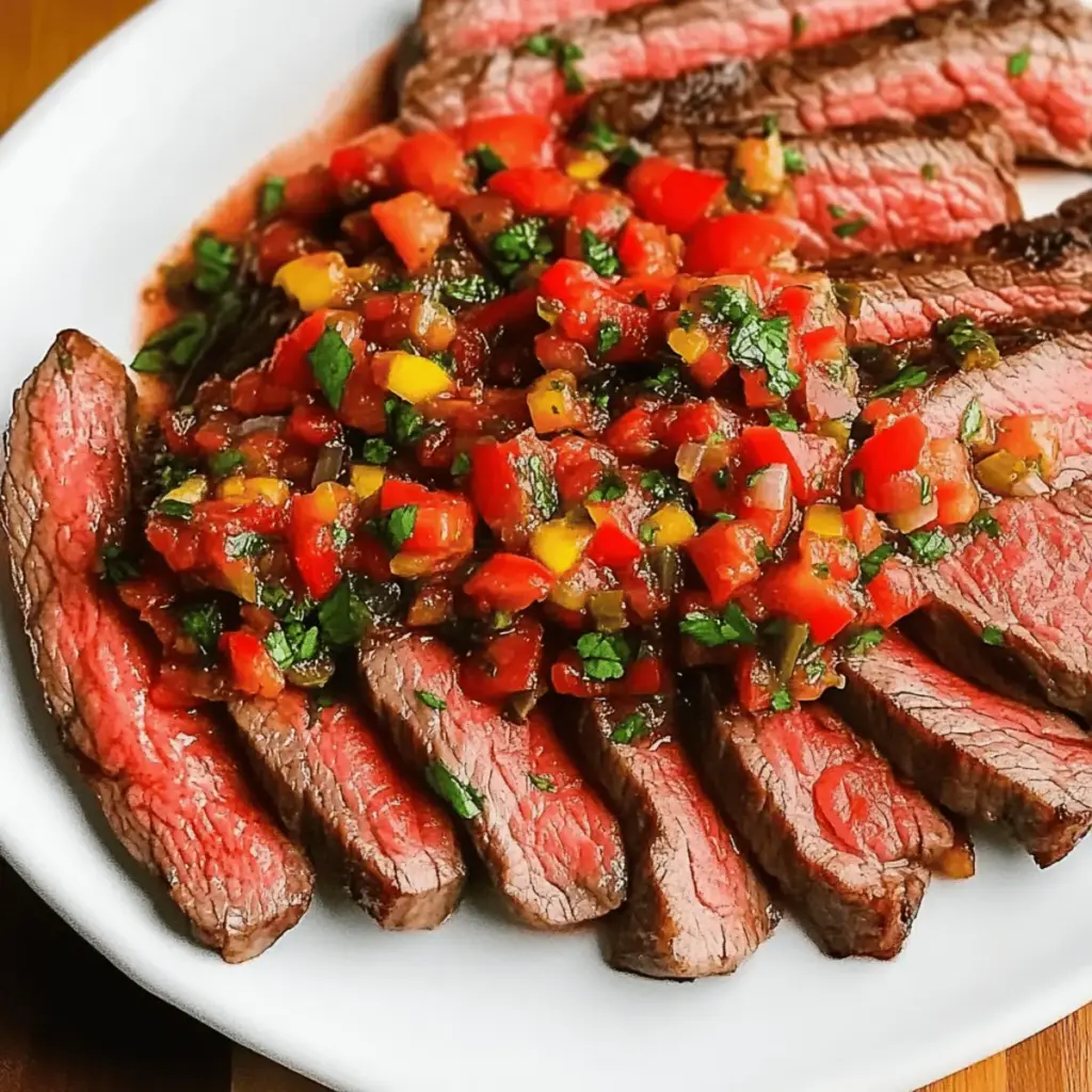 Skirt Steak with Roasted Red Pepper Relish