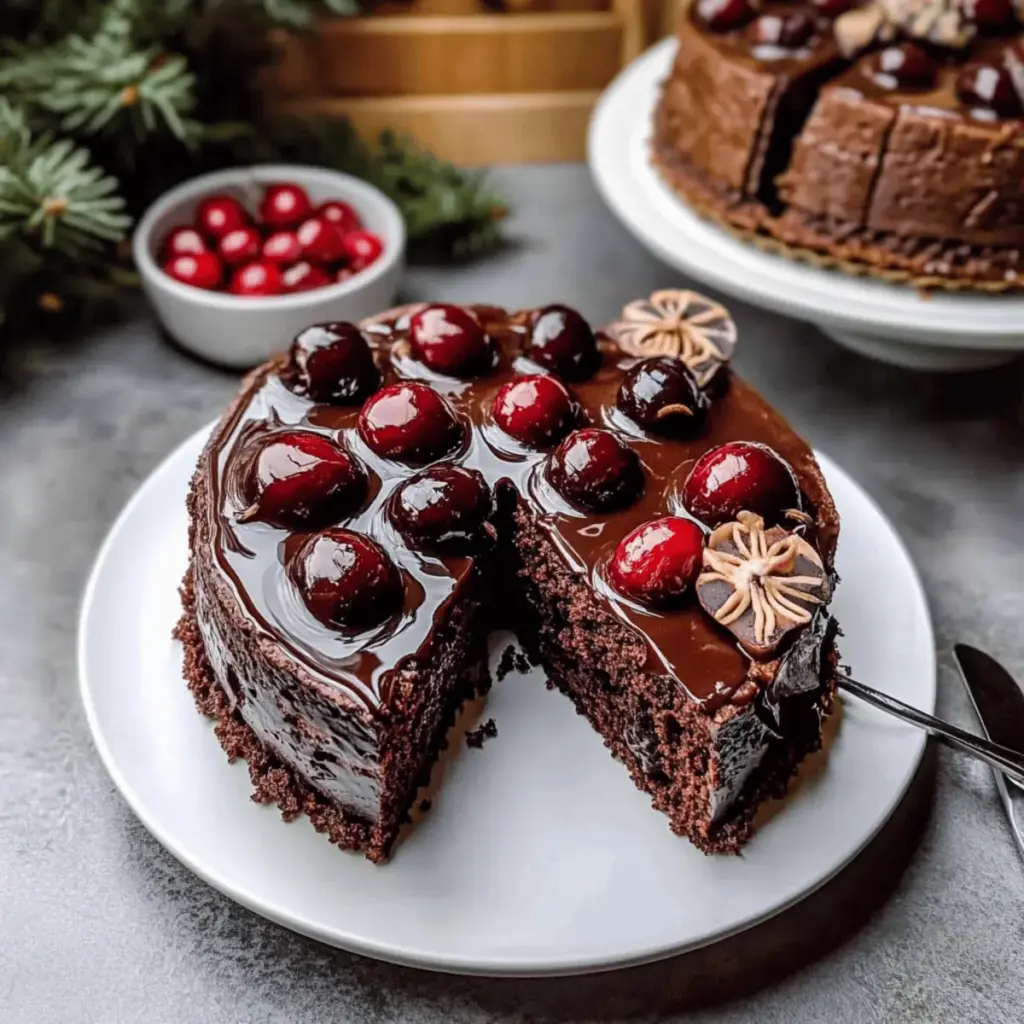 Decadent Chocolate Cherry Upside Down Cake