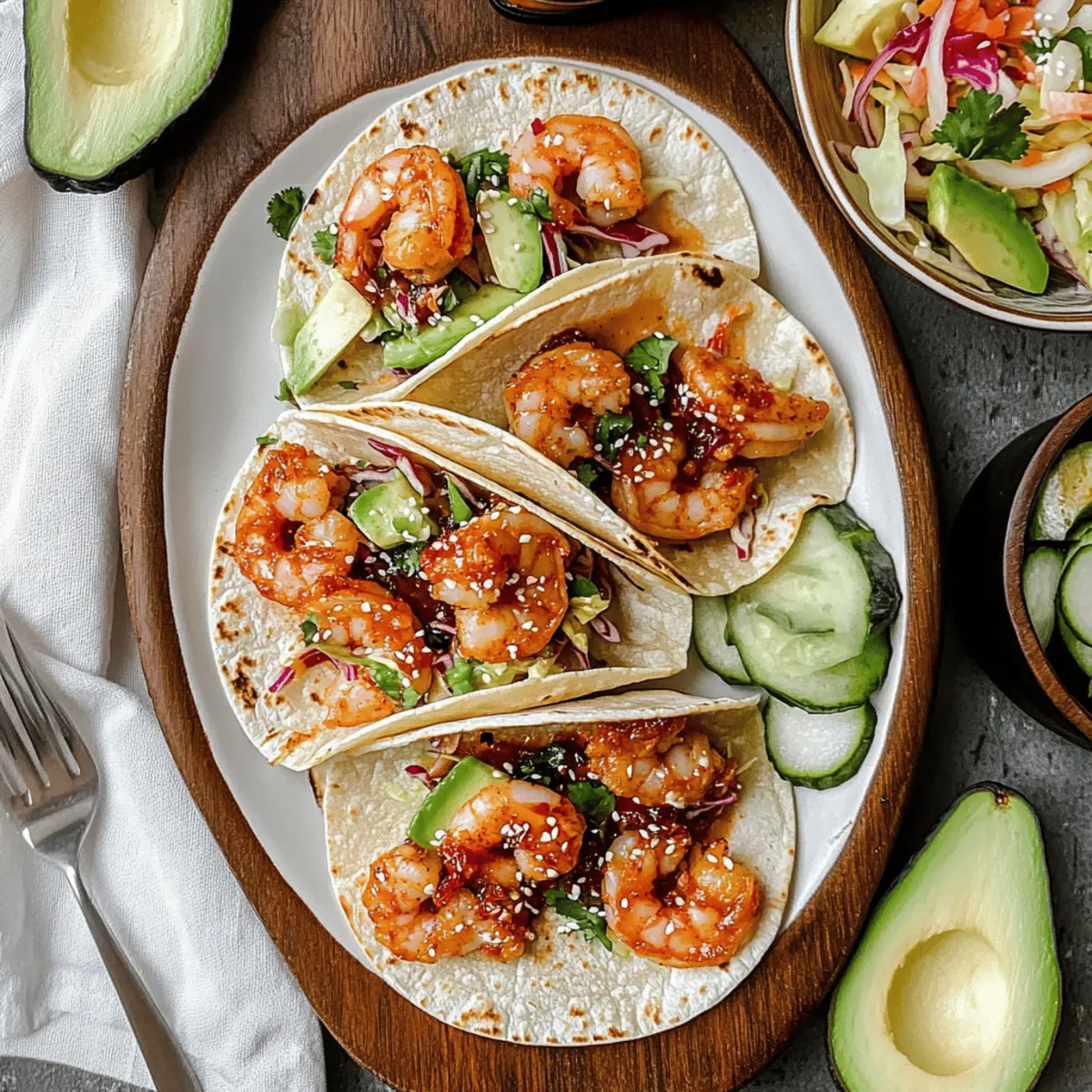 Mouthwatering Gochujang Shrimp Tacos with Crunchy Slaw