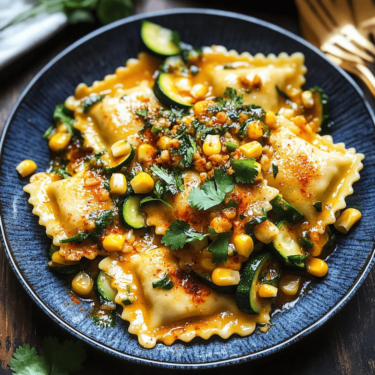Ravioli with Corn, Zucchini, and Garlic Butter Sauce Made Easy