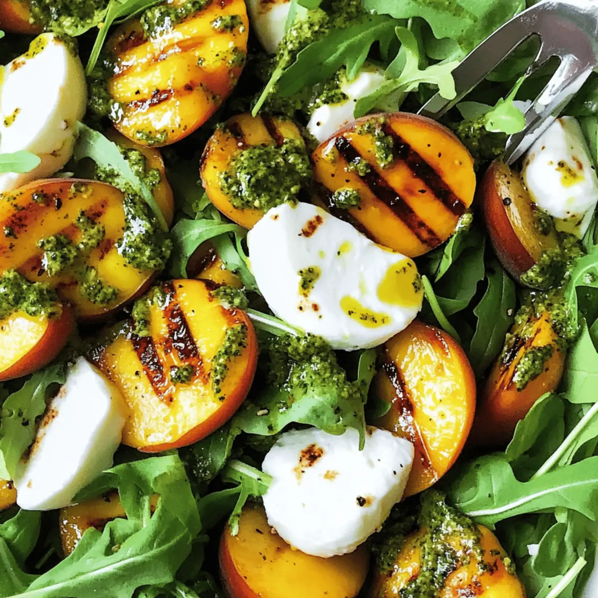 Grilled Peach Salad with Mint Pesto for a Summer Escape