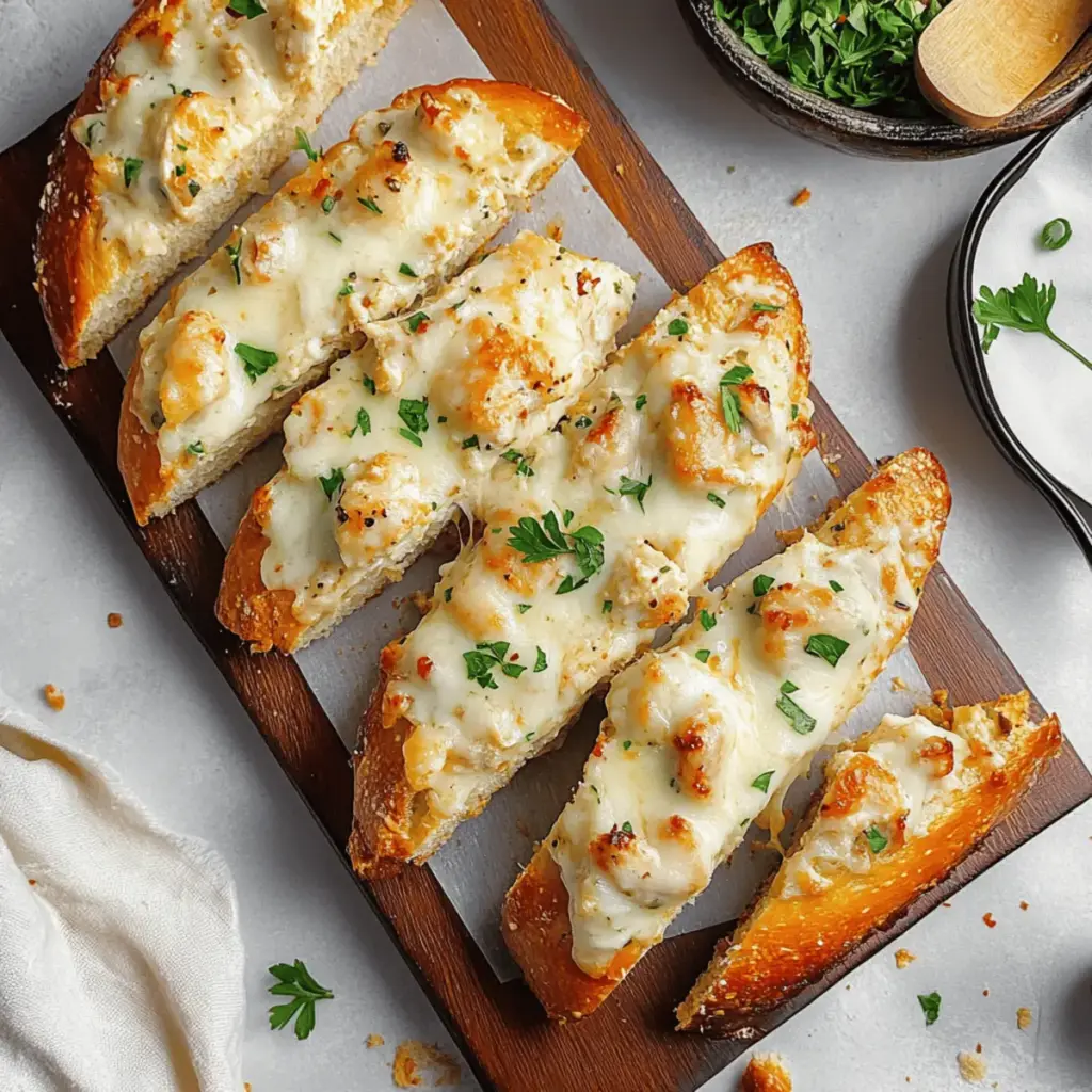 Chicken Alfredo Garlic Bread