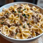 Creamy Parmesan Garlic Beef Bowtie Pasta