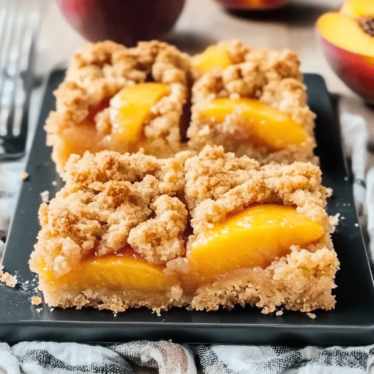Creamy Peach Crumble Dessert Bars