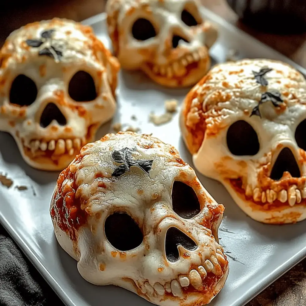 Easy Cheesy Halloween Pizza Skulls