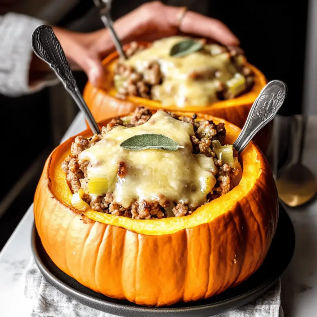Ground Turkey & Brown Butter Sage Stuffed Pumpkins