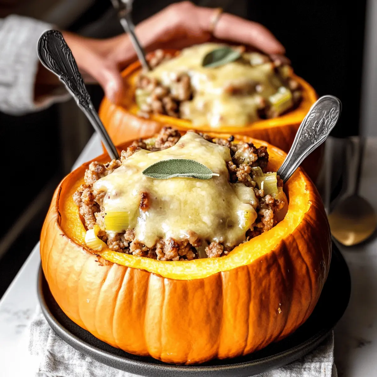 Ground Turkey & Brown Butter Sage Stuffed Pumpkins
