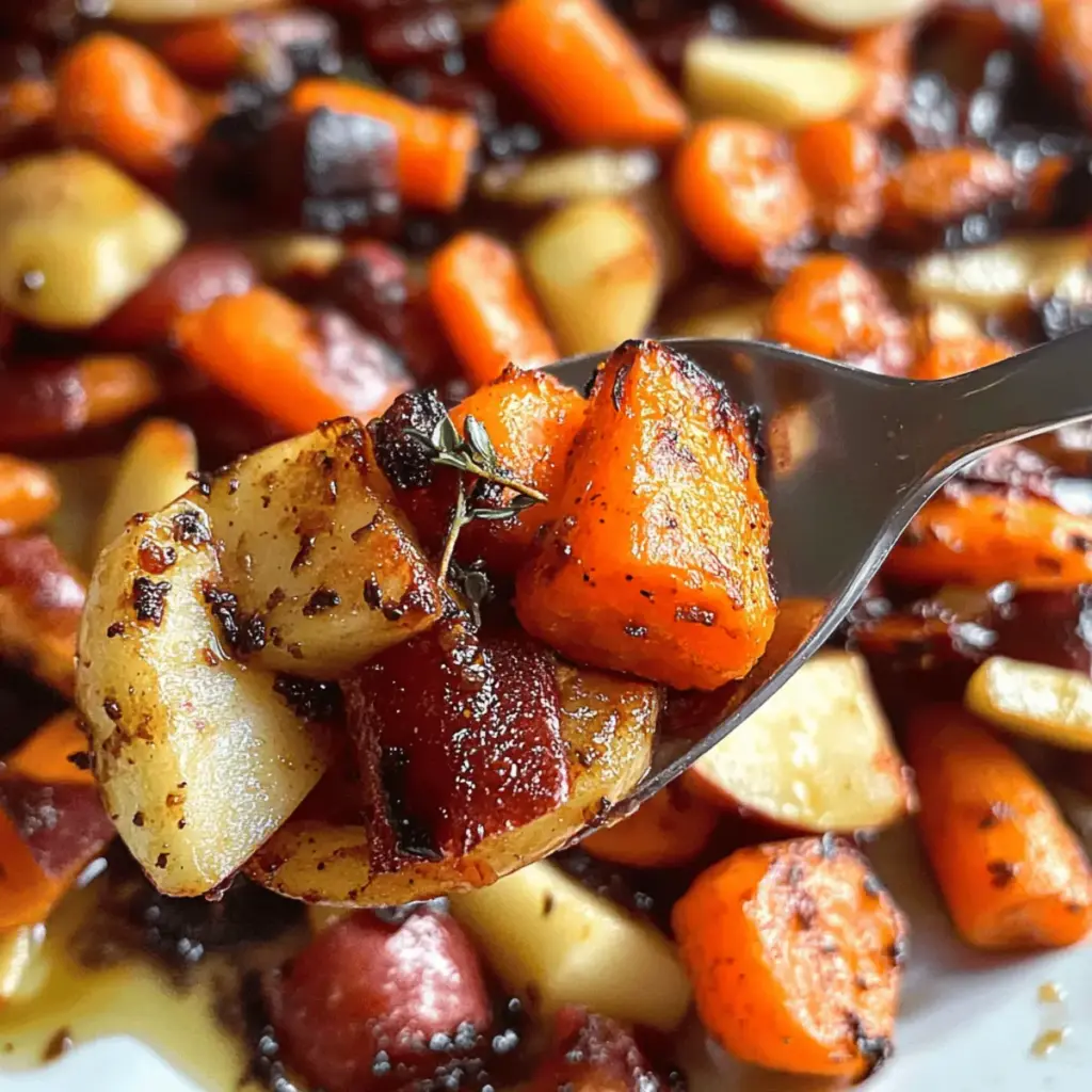 Maple Dijon Roasted Apples & Carrots