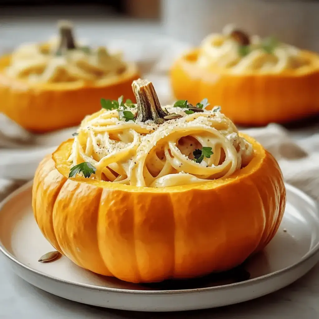 Pumpkin Alfredo Pasta Cauldrons