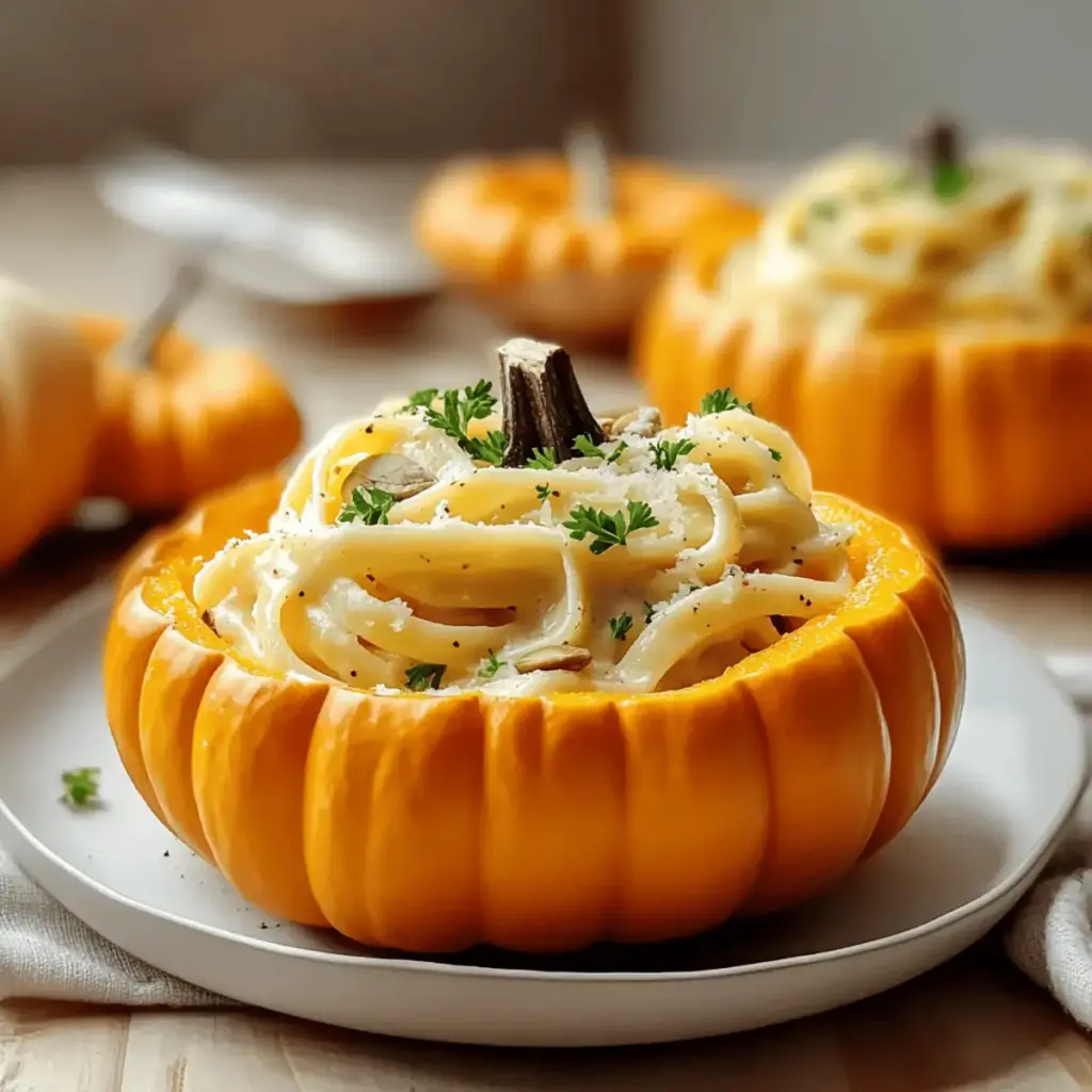 Pumpkin Alfredo Pasta Cauldrons