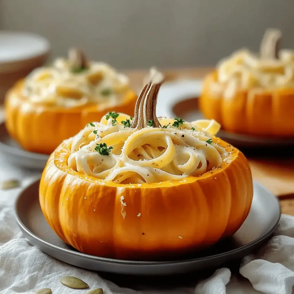 Pumpkin Alfredo Pasta Cauldrons