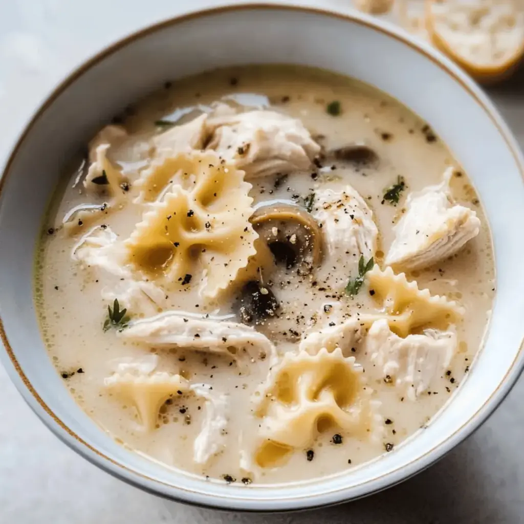 Roasted Garlic White Chicken Lasagna Soup