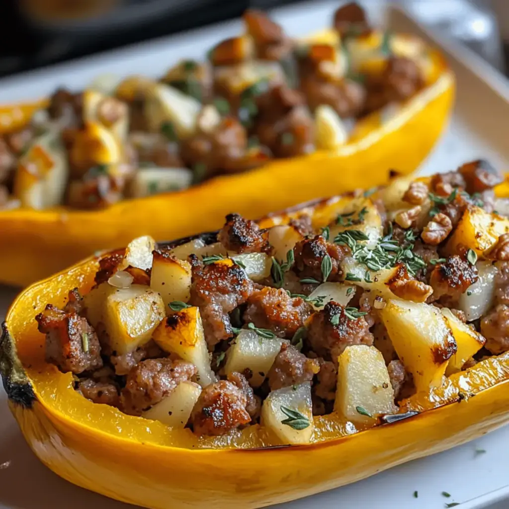 Sausage and Apple Stuffed Honeynut Squash