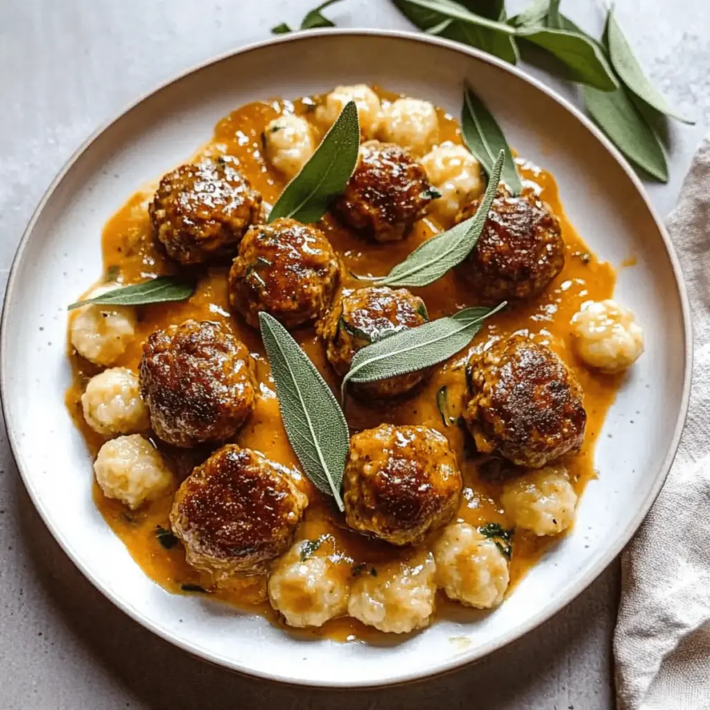 Turkey Meatballs in Pumpkin-Sage Sauce