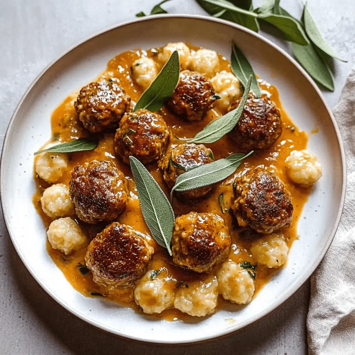 Turkey Meatballs in Pumpkin-Sage Sauce