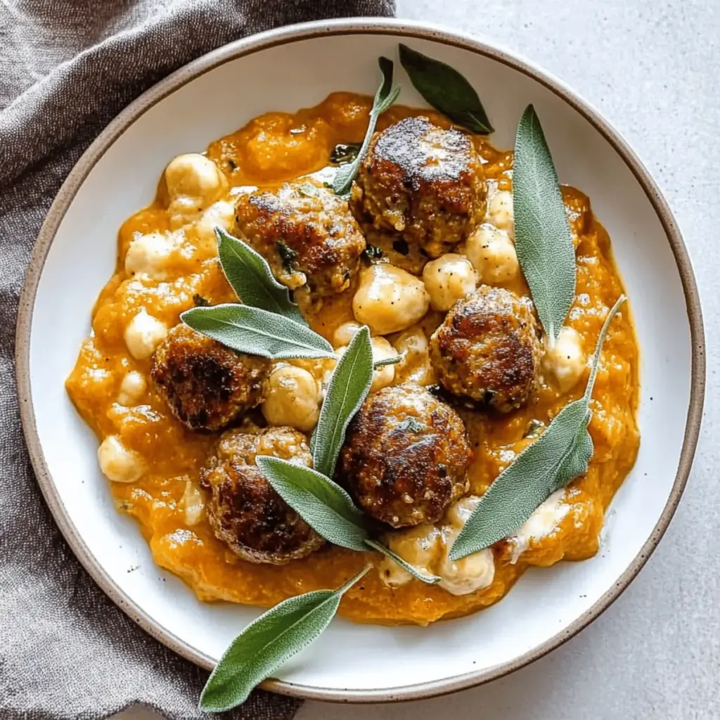 Turkey Meatballs in Pumpkin Sage Sauce