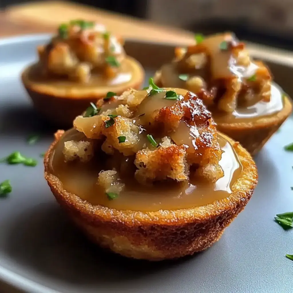 Muffin Tin Turkey & Stuffing Cups With Gravy