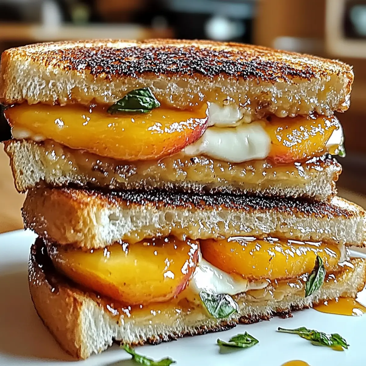 Caramelized Peach & Brie Grilled Sandwiches