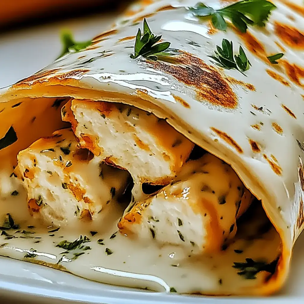Ooey-Gooey Cheesy Garlic Chicken Wraps