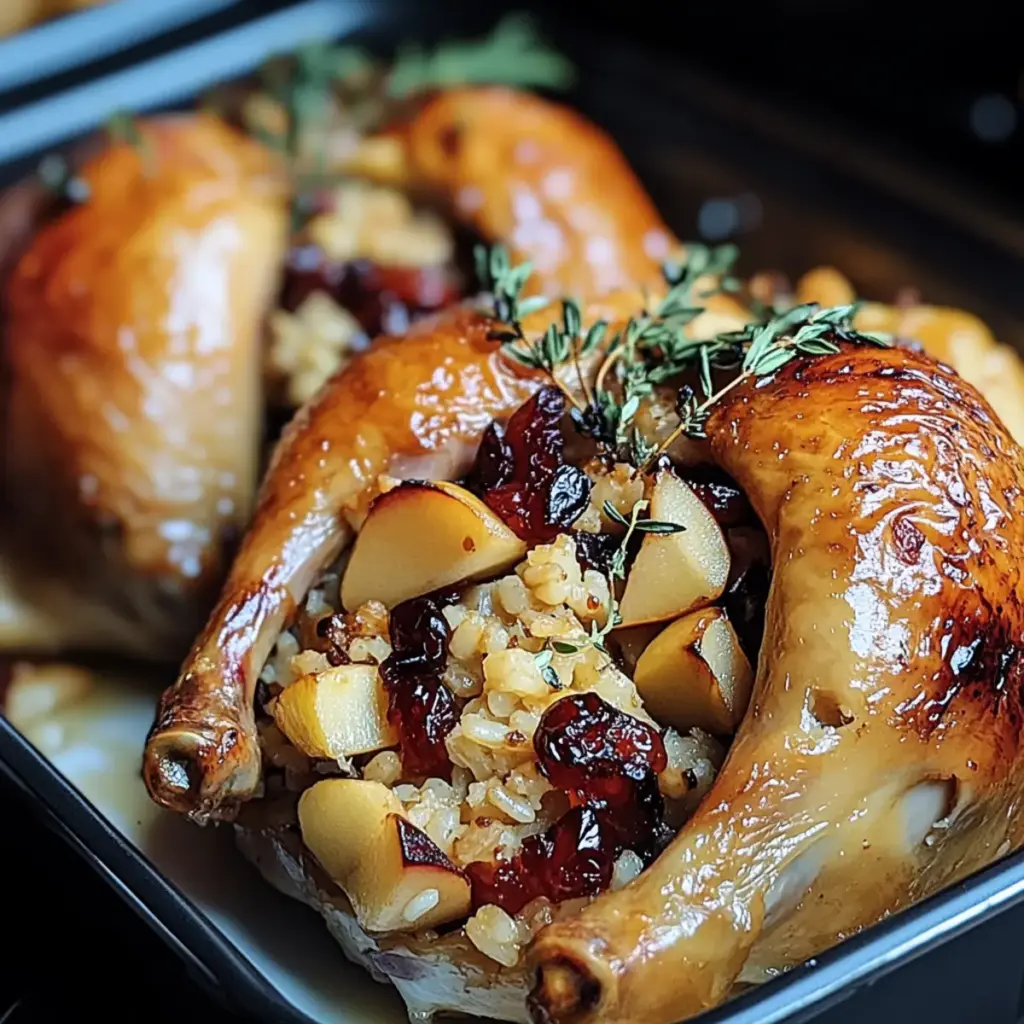 Apple-Cranberry Stuffed Cornish Hens