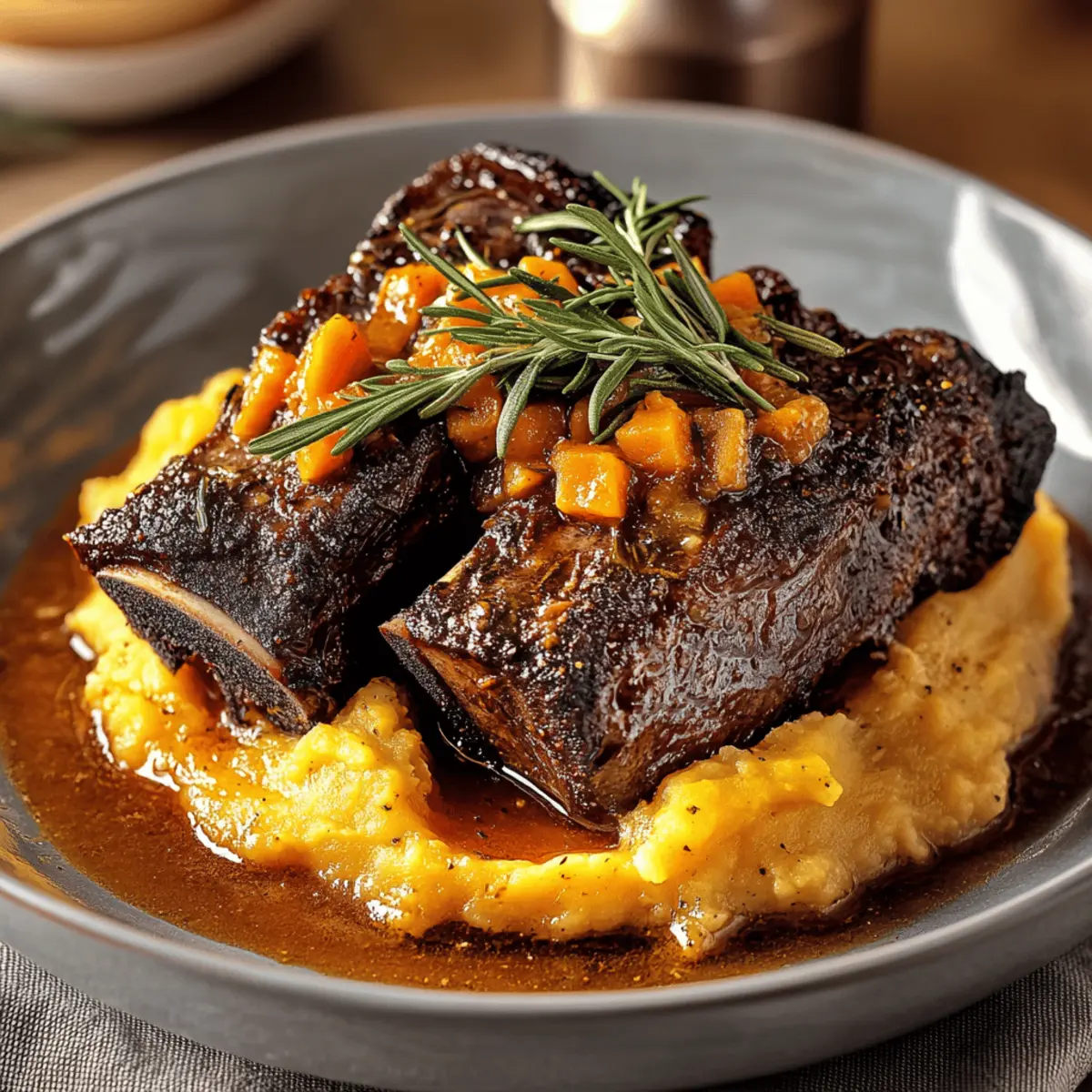 Apple Cider Braised Short Ribs with Rosemary Mashed Sweet Potatoes