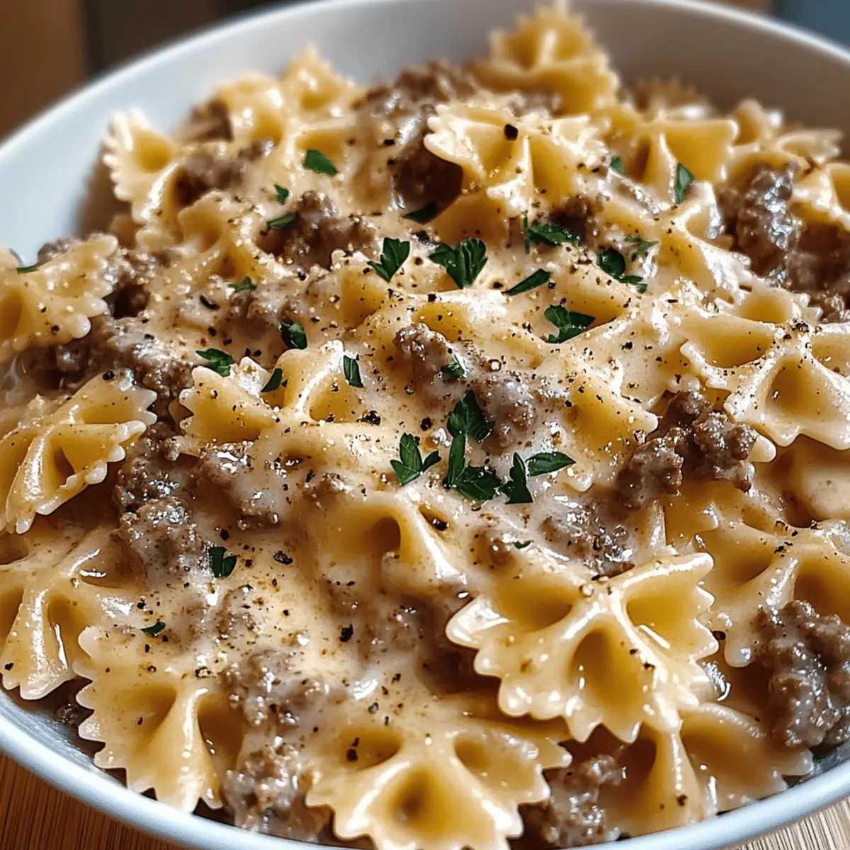 Creamy Parmesan Garlic Beef Bowtie Pasta for Cozy Nights
