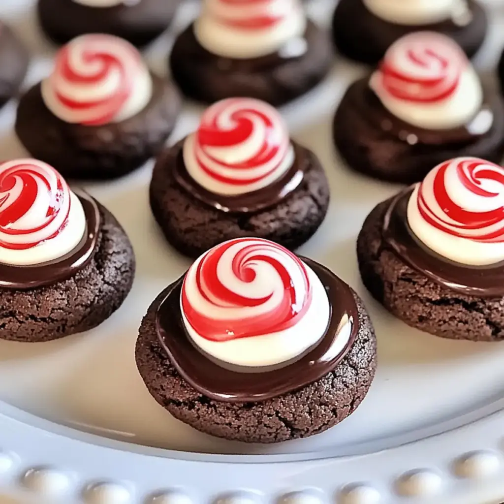 Peppermint Chocolate Thumbprint Cookies