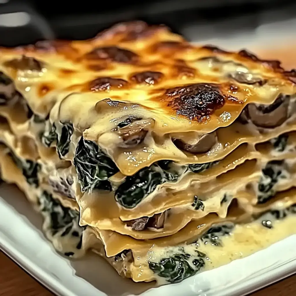 Cozy Creamy Spinach Mushroom Lasagna