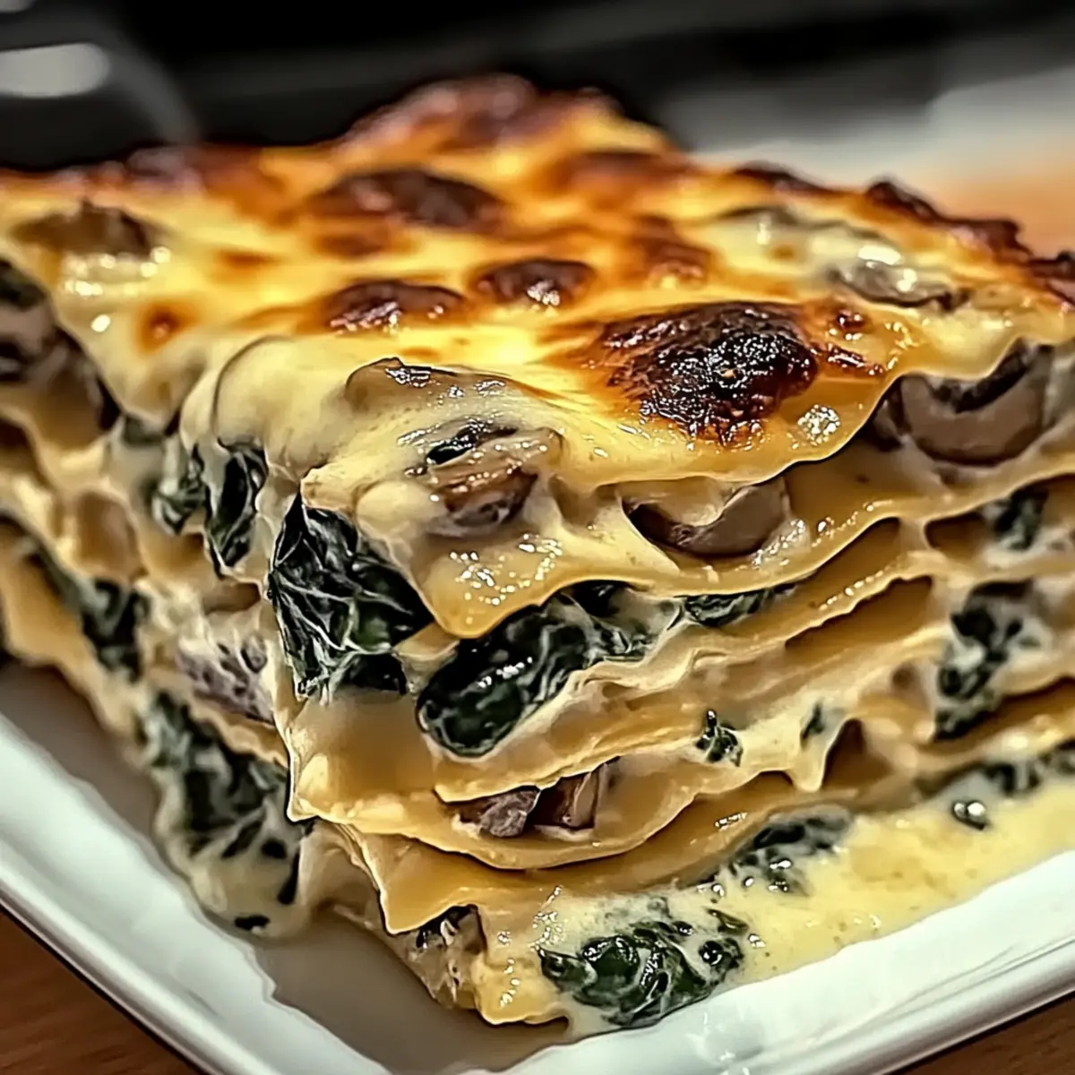 Cozy Creamy Spinach Mushroom Lasagna