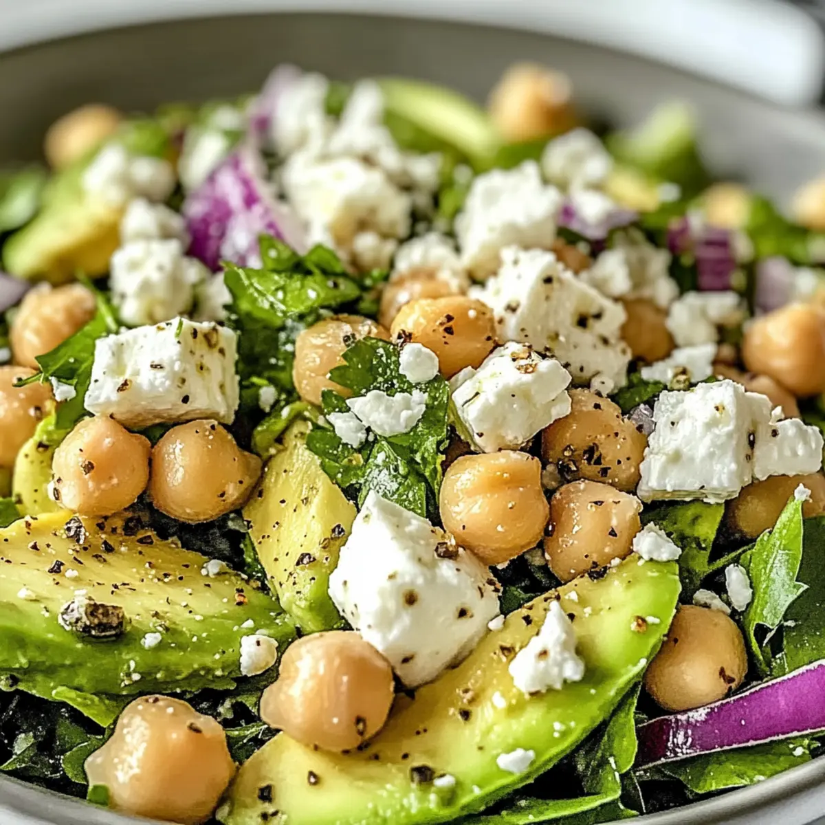 Chickpea Feta Avocado Salad Bowl