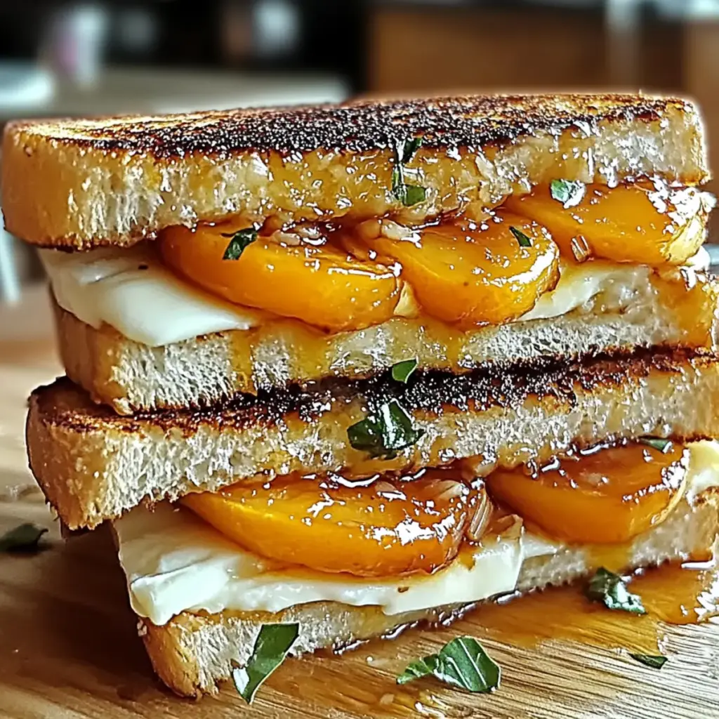 Caramelized Peach & Brie Grilled Sandwiches