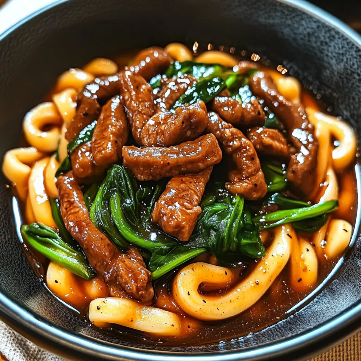 Easy Black Pepper Beef Udon Noodles