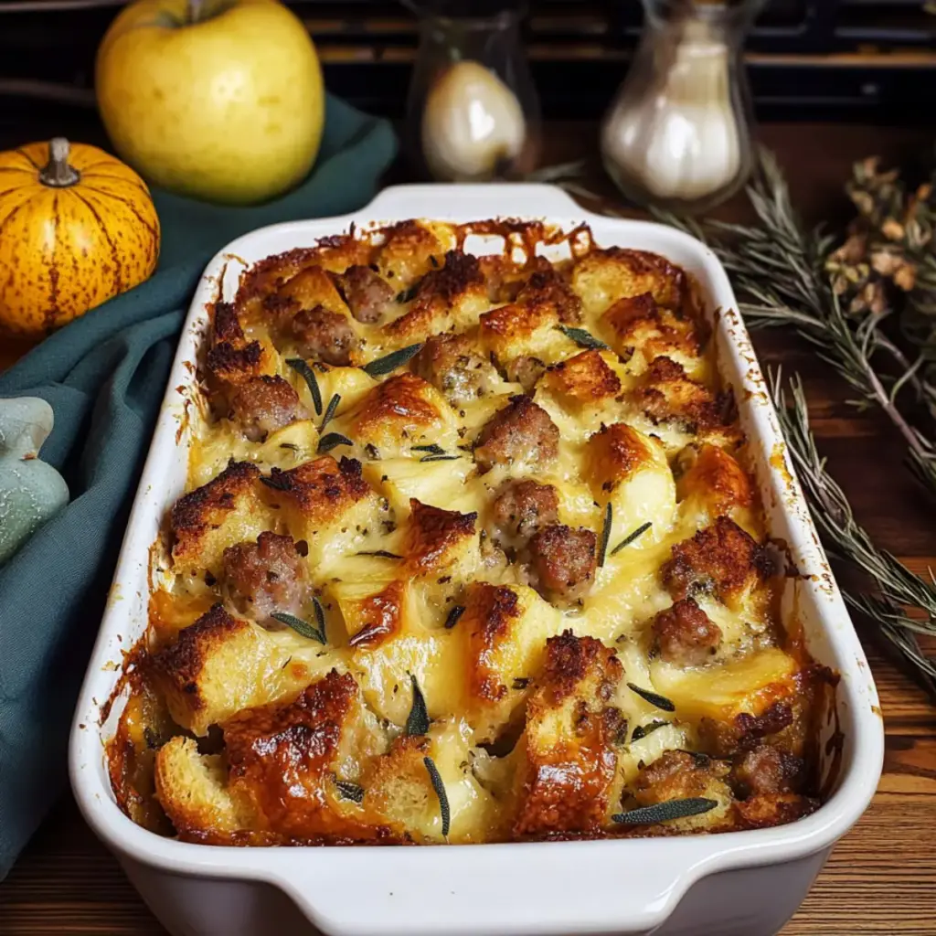Sausage Apple and Sage Bread Pudding