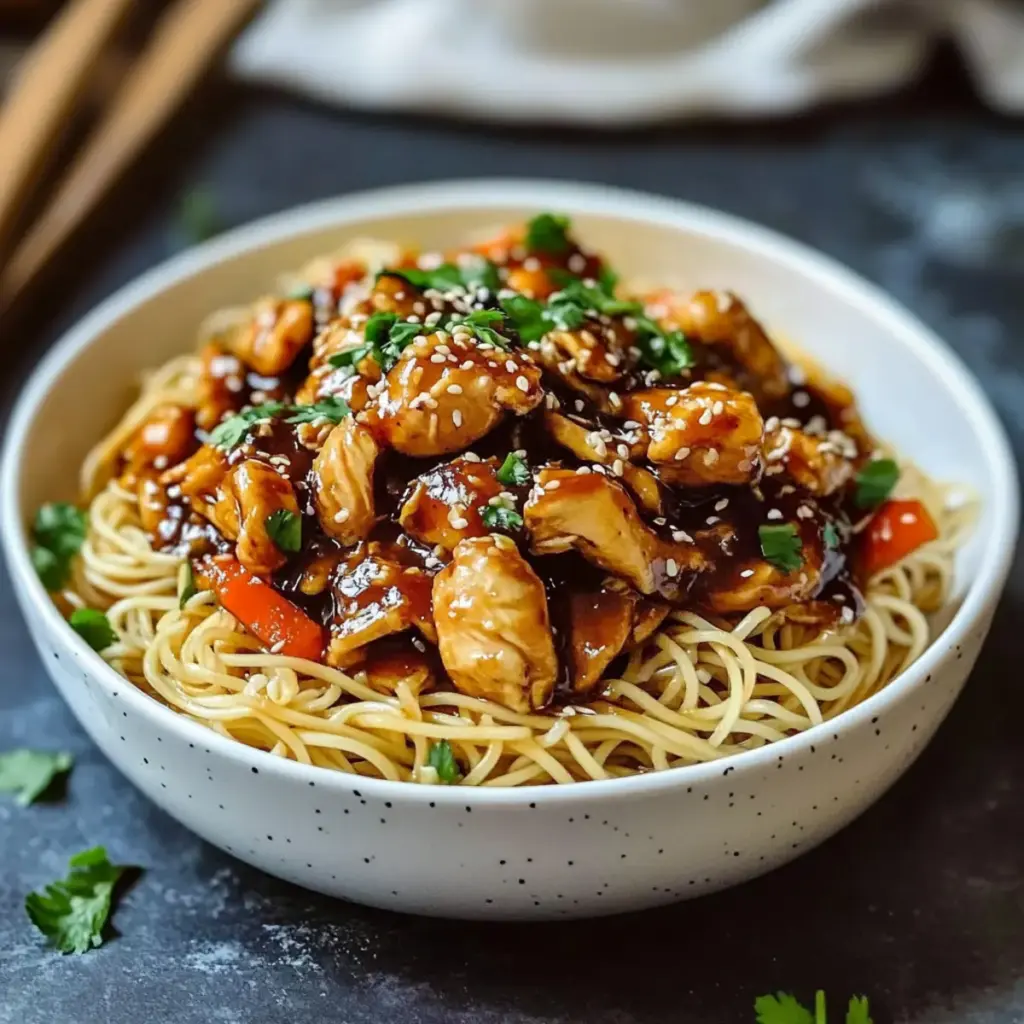 Sticky Garlic Chicken Noodles