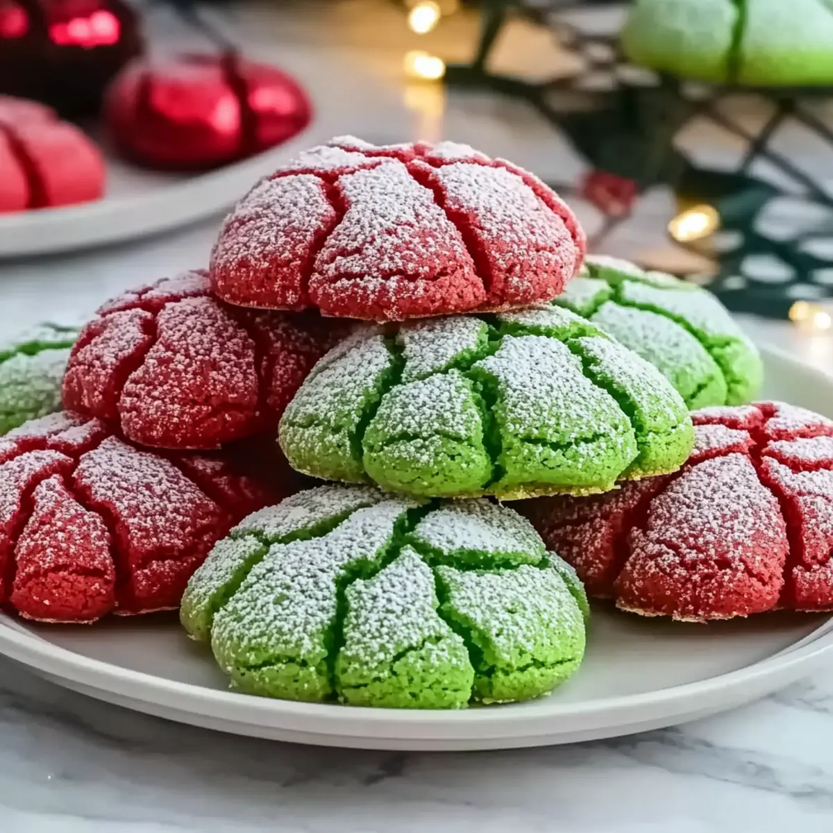 Colorful Festive Red & Green Crinkle Cookies That Dazzle
