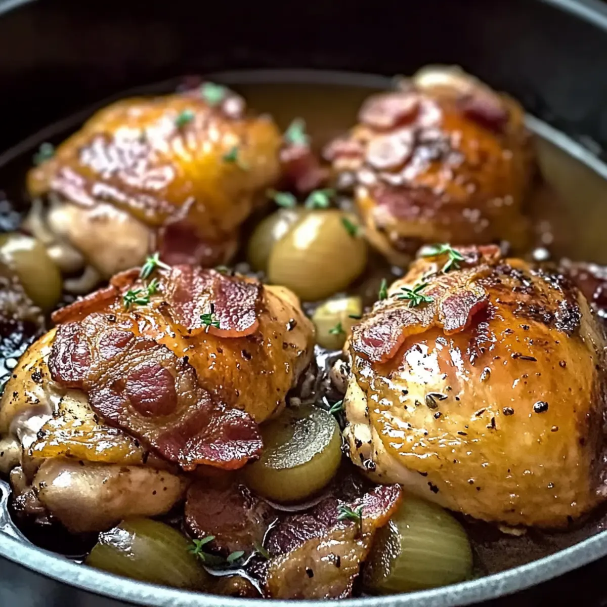 Cozy Chicken Fricassée with Bacon & Shallots