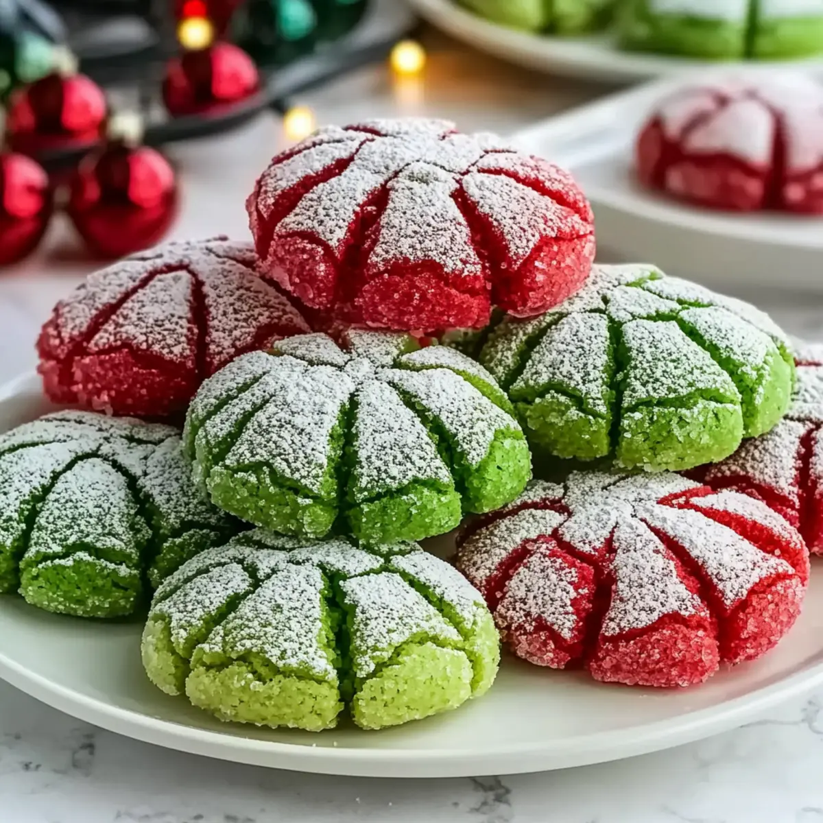 Festive Red & Green Crinkle Cookies