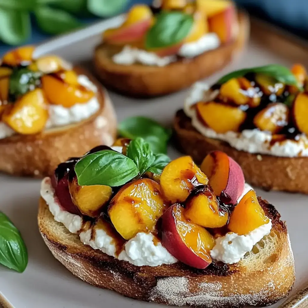 Peach Bruschetta With Whipped Ricotta